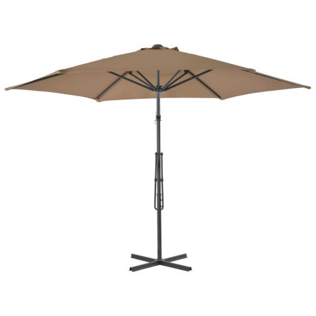 vidaXL Parasol met stalen paal 300 cm taupe afbeelding3 - 1