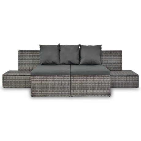 vidaXL 4-delige Loungeset met kussens poly rattan grijs afbeelding3 - 1