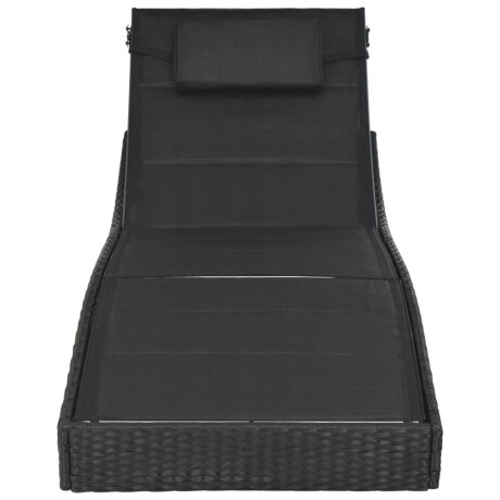 vidaXL Ligbed poly rattan en textileen zwart afbeelding3 - 1