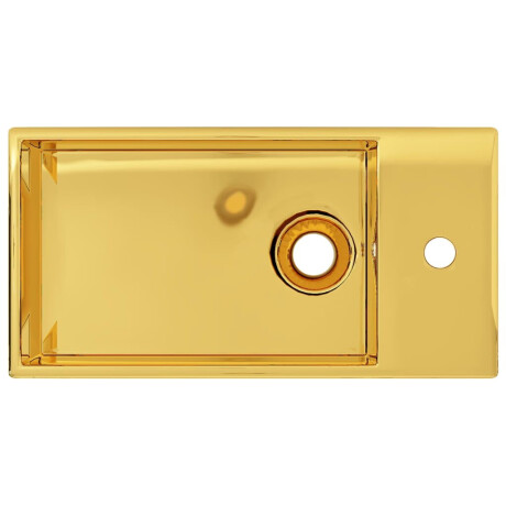 vidaXL Wastafel met overloop 49x25x15 cm keramiek goudkleurig afbeelding3 - 1