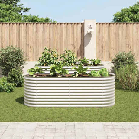 vidaXL Plantenbak verhoogd 240x80x81 cm gegalvaniseerd staal zilver afbeelding3 - 1