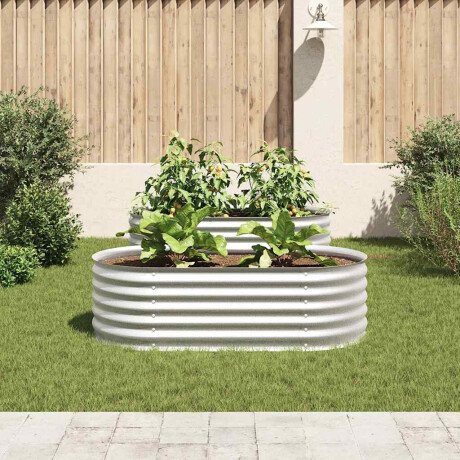 vidaXL Plantenbak verhoogd 160x80x44 cm gegalvaniseerd staal zilver afbeelding3 - 1