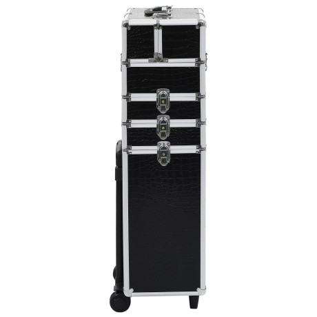 vidaXL Make-up trolley aluminium zwart met krokodillenpatroon afbeelding3 - 1