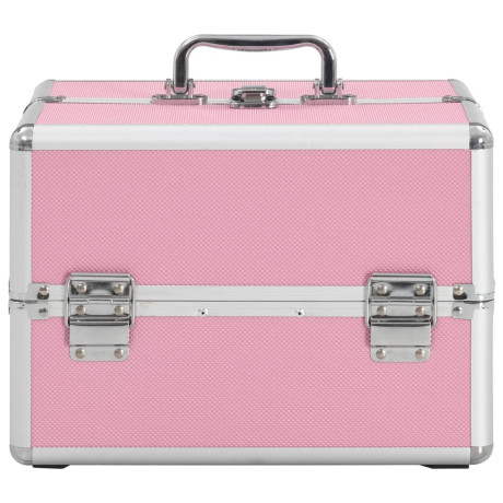 vidaXL Make-up koffer 22x30x21 cm aluminium roze afbeelding3 - 1