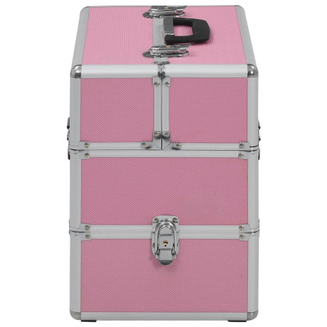 vidaXL Make-up koffer 37x24x35 cm aluminium roze afbeelding3 - 1