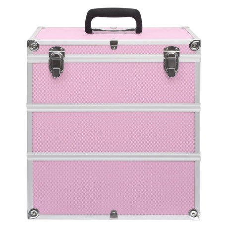 vidaXL Make-up koffer 37x24x40 cm aluminium roze afbeelding3 - 1