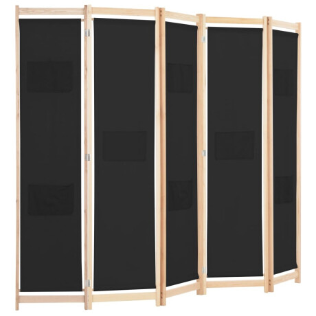 vidaXL Kamerscherm met 5 panelen 200x170x4 cm stof zwart afbeelding3 - 1
