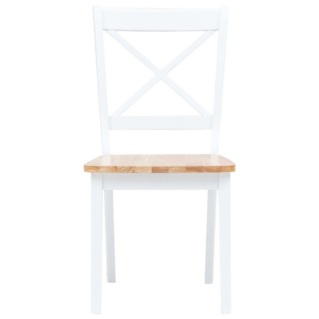 vidaXL Eetkamerstoelen 2 st massief rubberwood naturel en wit afbeelding3 - 1