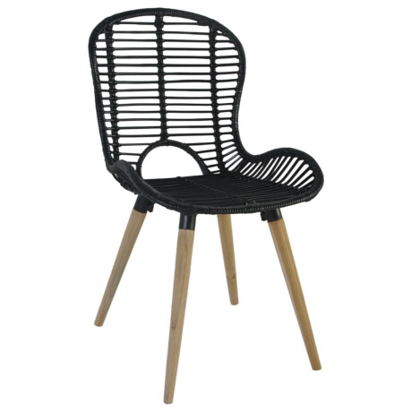 vidaXL Eetkamerstoelen 6 st natuurlijk rattan zwart afbeelding3 - 1