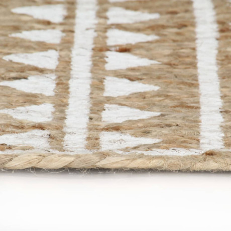 vidaXL Vloerkleed handgemaakt met witte print 150 cm jute afbeelding3 - 1