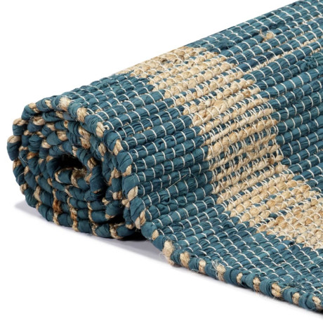 vidaXL Vloerkleed handgemaakt 160x230 cm jute blauw afbeelding3 - 1