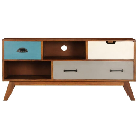 vidaXL Tv-meubel met 3 lades 110x35x50 cm massief acaciahout afbeelding3 - 1