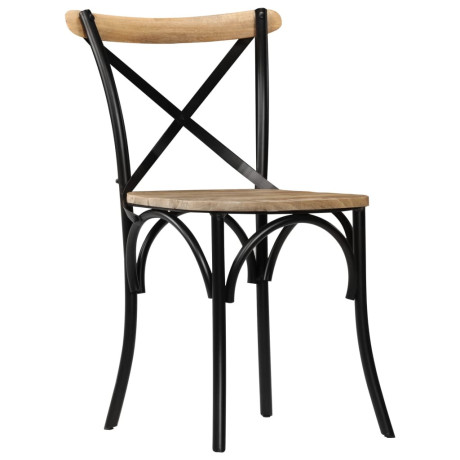 vidaXL Kruisstoelen 2 st massief mangohout zwart afbeelding3 - 1