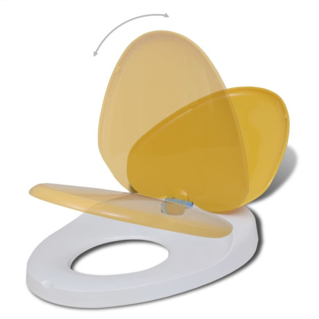 vidaXL Toiletbrillen met soft-close deksels 2 st kunststof wit en geel afbeelding3 - 1