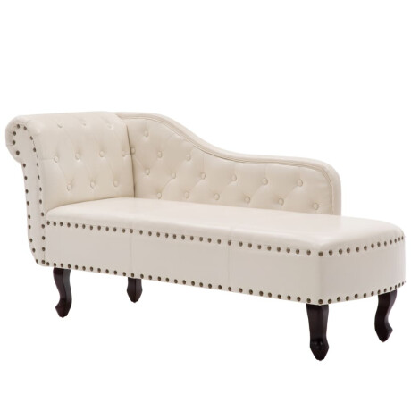 vidaXL Chaise longue kunstleer crèmewit afbeelding3 - 1