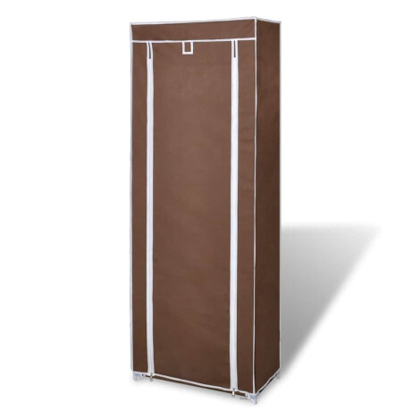 vidaXL Stoffen schoenenrek met hoes 162 x 57 x 29 cm bruin afbeelding3 - 1