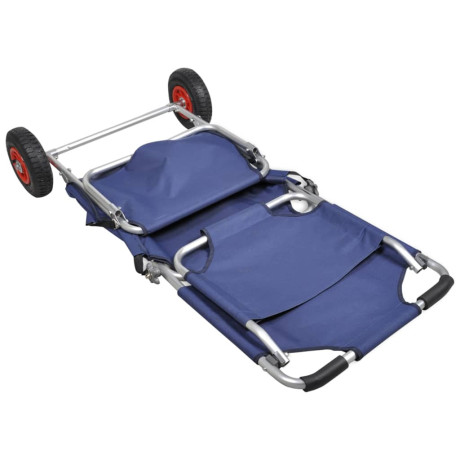 vidaXL Strandtrolley met wielen draagbaar en inklapbaar blauw afbeelding3 - 1