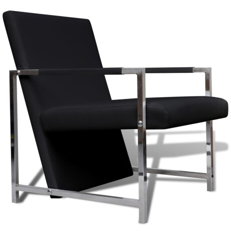 vidaXL Fauteuils 2 st met chroom frame kunstleer zwart afbeelding3 - 1