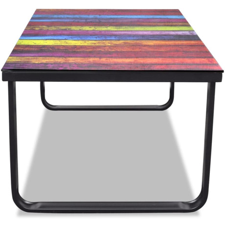 vidaXL Salontafel met regenboog-print glazen tafelblad afbeelding3 - 1