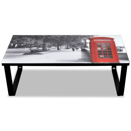 vidaXL Salontafel met telefooncel-print glazen tafelblad afbeelding3 - 1