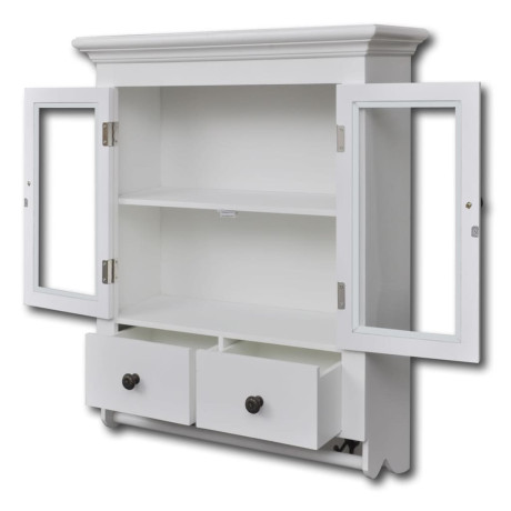 vidaXL Keukenwandkast met glazen deur hout wit afbeelding3 - 1