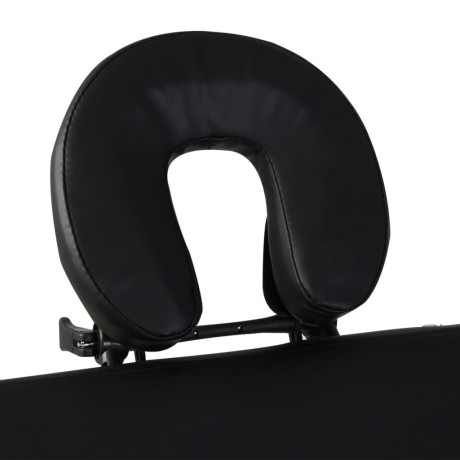 vidaXL Inklapbare massagetafel 2 zones met houten frame (zwart) afbeelding3 - 1