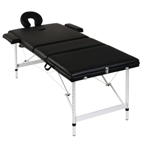 vidaXL Inklapbare massagetafel 3 zones met aluminium frame (zwart) afbeelding3 - 1