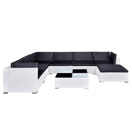 vidaXL 8-delige Loungeset met kussens poly rattan wit afbeelding3 - 1