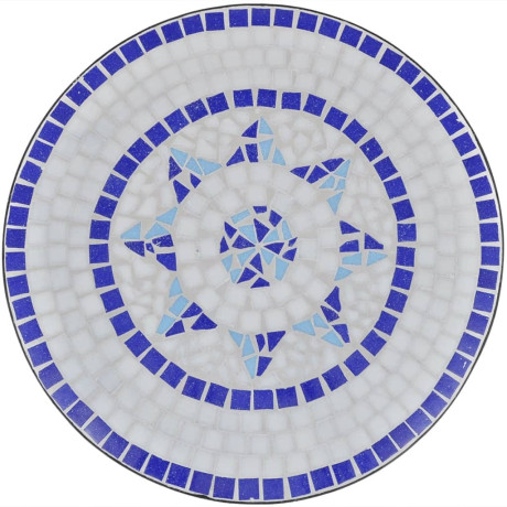 vidaXL Bistrotafel 60 cm mozaïek blauw en wit afbeelding3 - 1