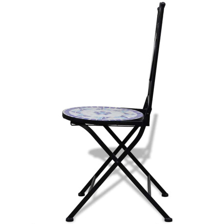 vidaXL Bistrostoelen inklapbaar 2 st keramiek blauw en wit afbeelding3 - 1