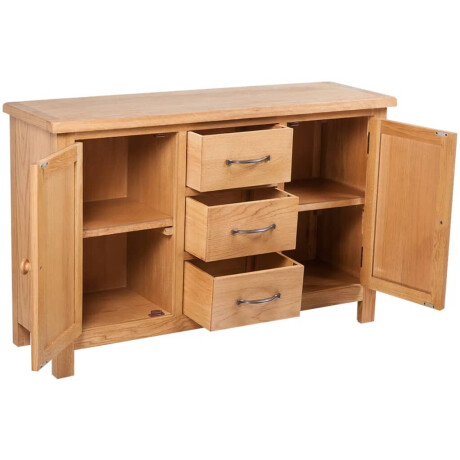 vidaXL Dressoir met 3 lades 110x33,5x70 cm massief eikenhout afbeelding3 - 1