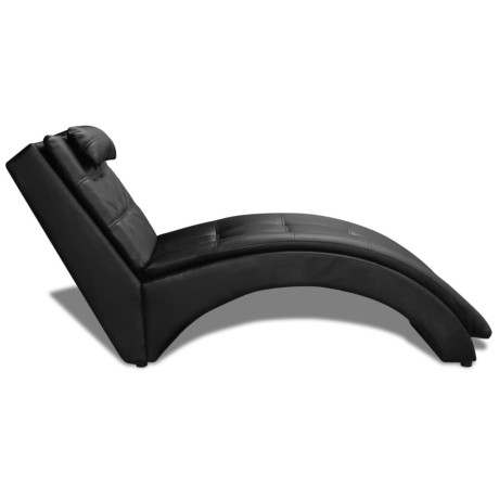 vidaXL Chaise longue met kussen kunstleer zwart afbeelding3 - 1