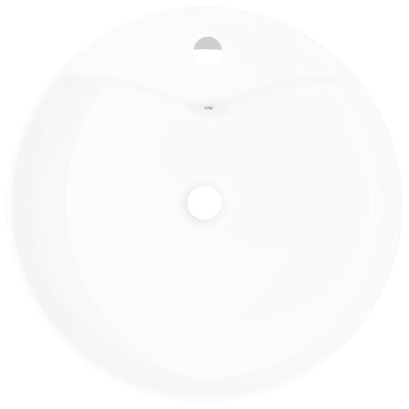 vidaXL Wasbak met overloop, keramiek, rond, wit afbeelding3 - 1