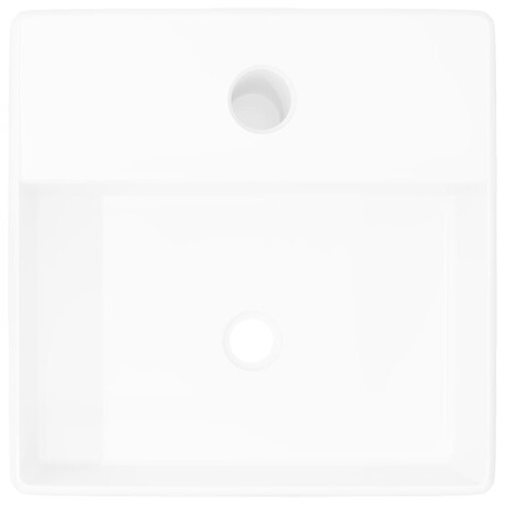vidaXL Wastafel met kraangat vierkant keramiek wit afbeelding3 - 1