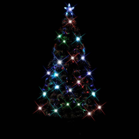 vidaXL Voorverlichte kerstboom met standaard en LED 210 cm glasvezel afbeelding3 - 1