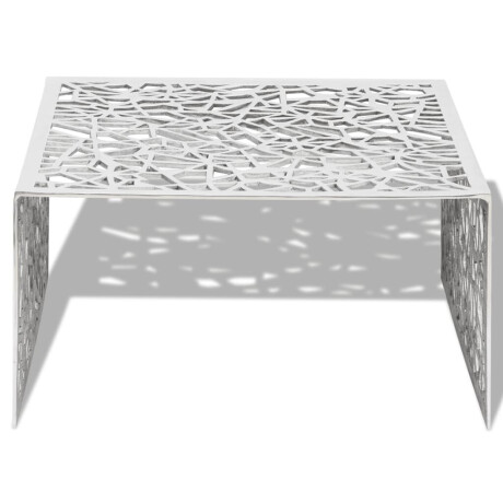 vidaXL Salontafel opengewerkt ontwerp aluminium zilverkleurig afbeelding3 - 1