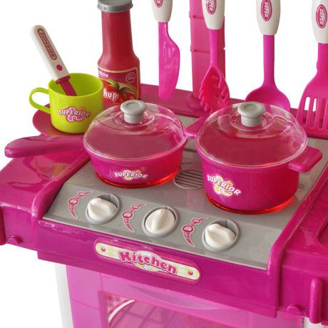 vidaXL Kinderspeelkeuken met licht- en geluidseffecten roze afbeelding3 - 1