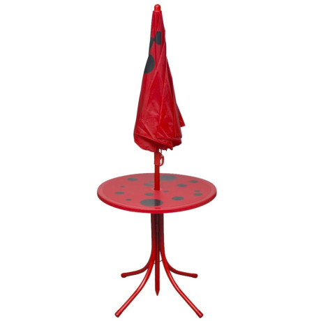vidaXL 3-delige Bistroset voor kinderen met parasol rood afbeelding3 - 1