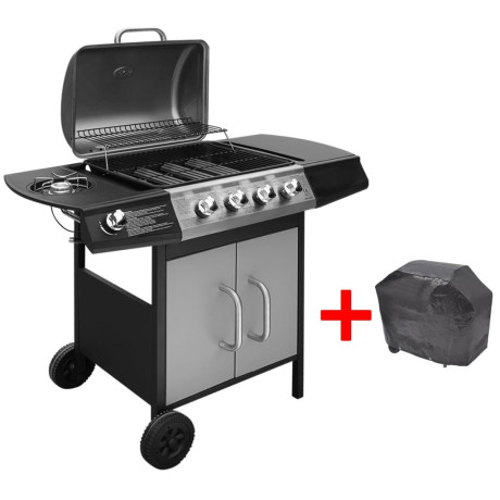 vidaXL Gasbarbecue 4+1 kookzone zwart en zilver afbeelding3 - 1