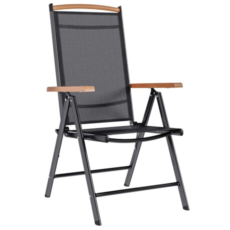 vidaXL Tuinstoelen inklapbaar 2 st aluminium en textileen zwart afbeelding3 - 1
