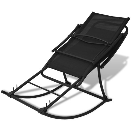 vidaXL Tuinschommelstoel staal en textileen zwart afbeelding3 - 1
