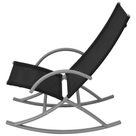 vidaXL Tuinschommelstoelen 2 st staal en textileen zwart afbeelding3 - 1