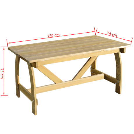 vidaXL Tuintafel 150x74x75 cm geïmpregneerd grenenhout afbeelding3 - 1