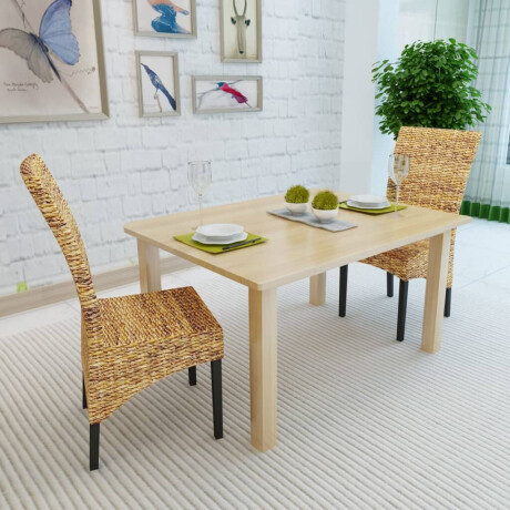 vidaXL Eetkamerstoelen 2 st abaca en massief mangohout afbeelding3 - 1