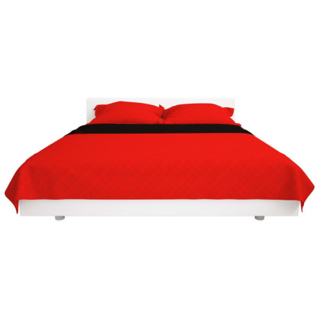 vidaXL Dubbelzijdige quilt bedsprei rood en zwart 220x240 cm afbeelding3 - 1