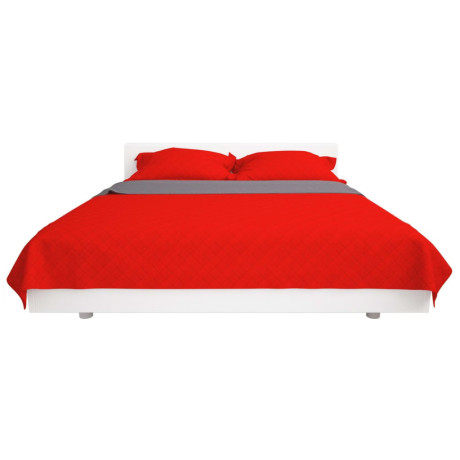 vidaXL Dubbelzijdige quilt bedsprei rood en grijs 170x210 cm afbeelding3 - 1