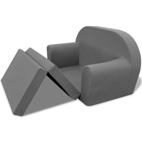 vidaXL Loungestoel voor kinderen uitklabaar grijs afbeelding3 - 1