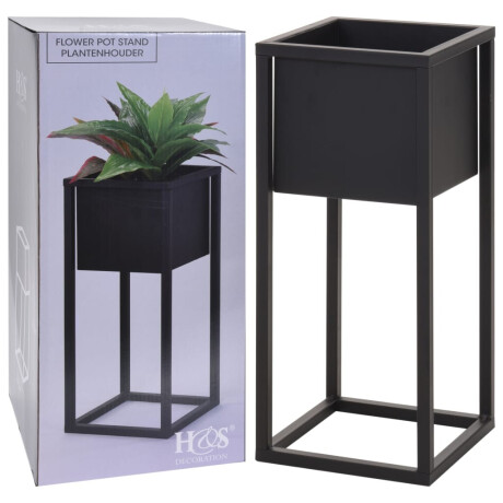 H&S Collection Bloempot op standaard 50 cm metaal zwart afbeelding3 - 1
