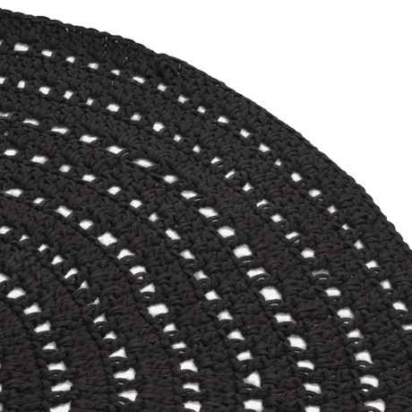 LABEL51 Vloerkleed gebreid rond 150 cm katoen zwart afbeelding3 - 1