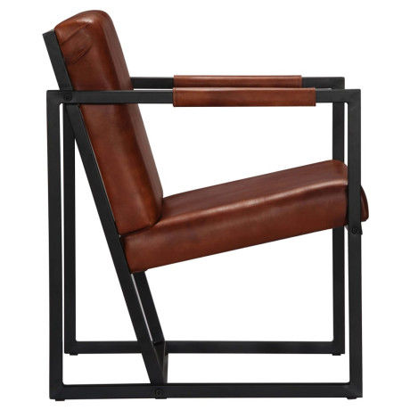vidaXL Fauteuil echt leer bruin afbeelding3 - 1